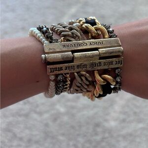 Juicy Couture Gold and Black Multi Strand Mixed Bracelet
